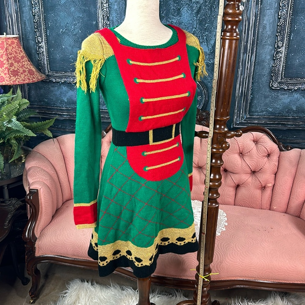 Fun Elf / Nut Cracker / Christmas Soldier Sweater DRESS! Rule the office party!
